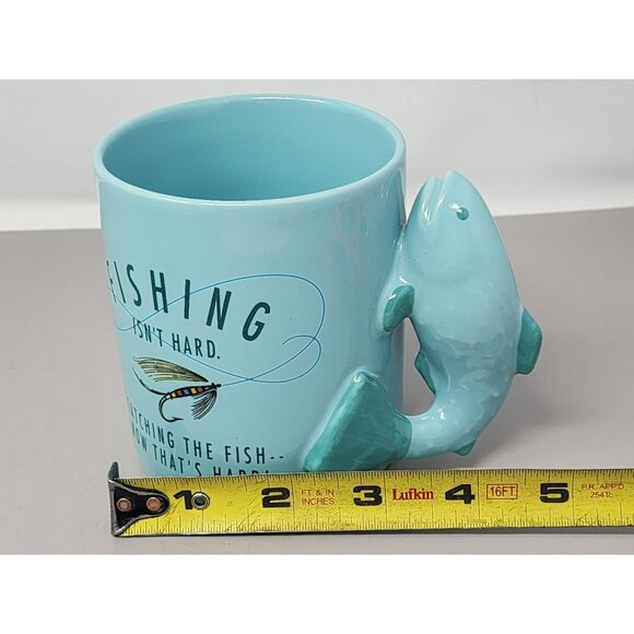 Hallmark Blue Fishing Quote Ceramic Mug With Fish Handle - Picture 9 of 9
